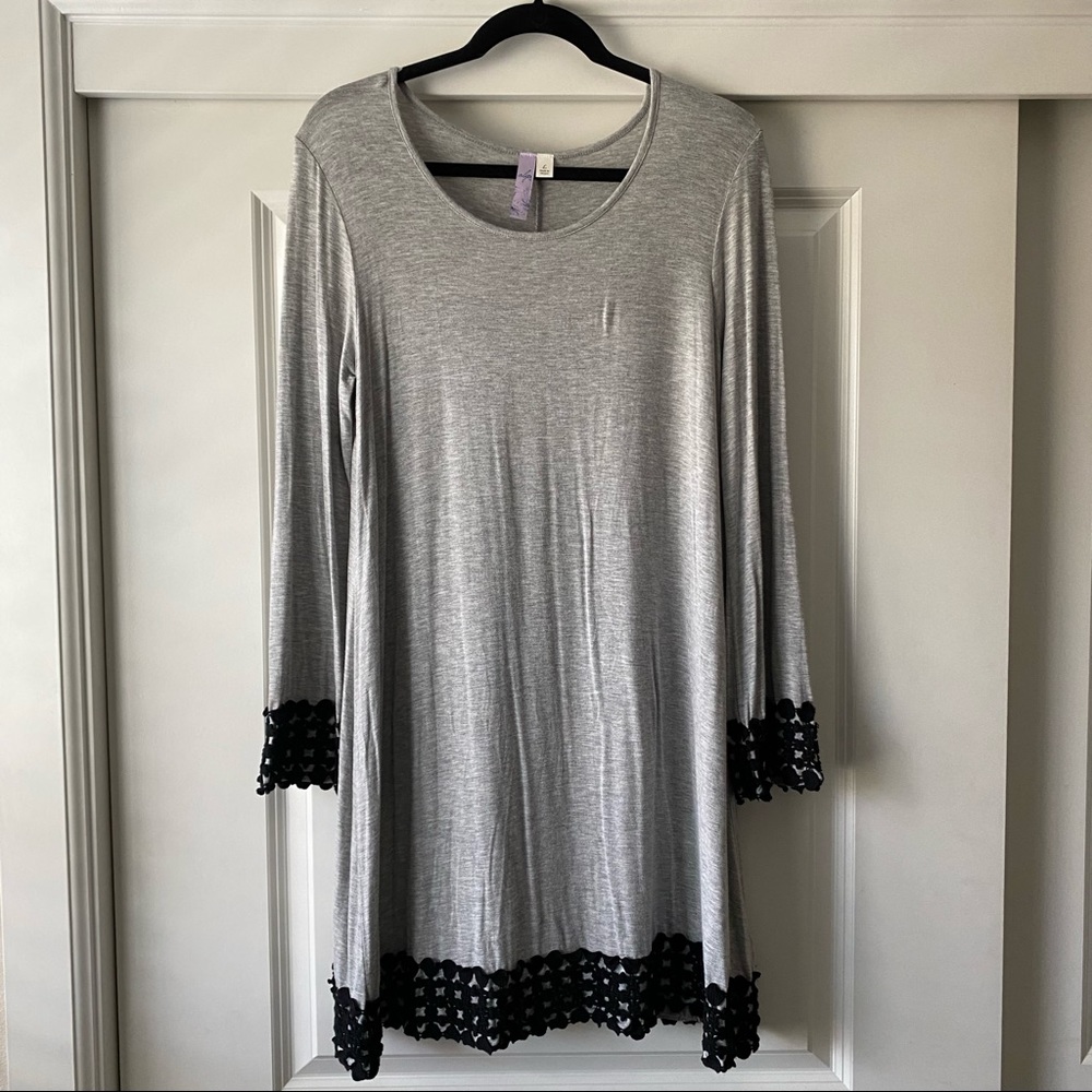 Alya Grey with black pattern detailing Dress